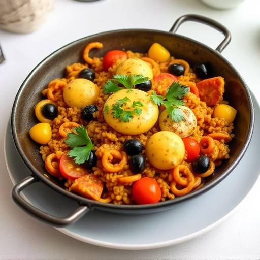 Imagen de un plato tradicional de paella valenciana, representando la cultura culinaria de la regi&oacute;n.